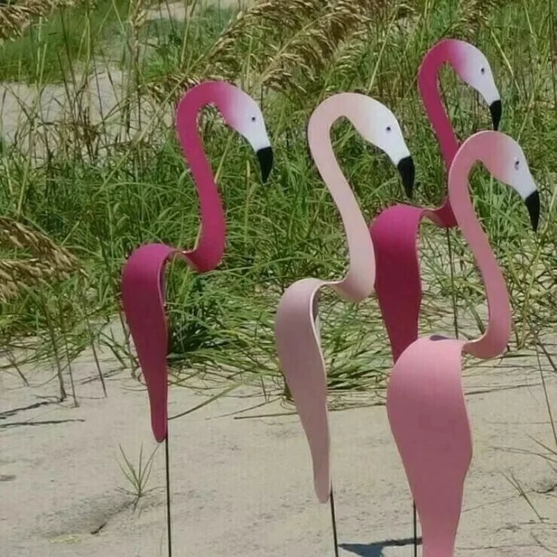 Garden Decoration Dancing Birds Metal Art Decor Swirl Dancing Flamingo Birds Summer Outdoor Ornaments for Garden Yard Backyard