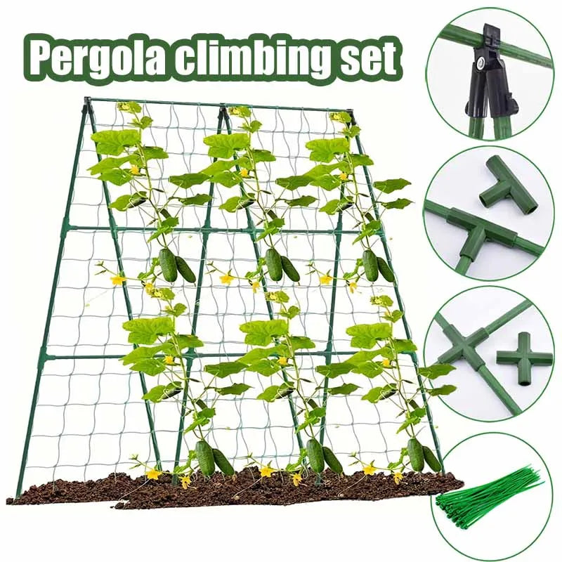 Garden A-Frame Vegetable Plant Climbing Frame Kit Grow Supports Fit Climbing Rustproof Vine Cucumber Trellis Tomatoes Grapes