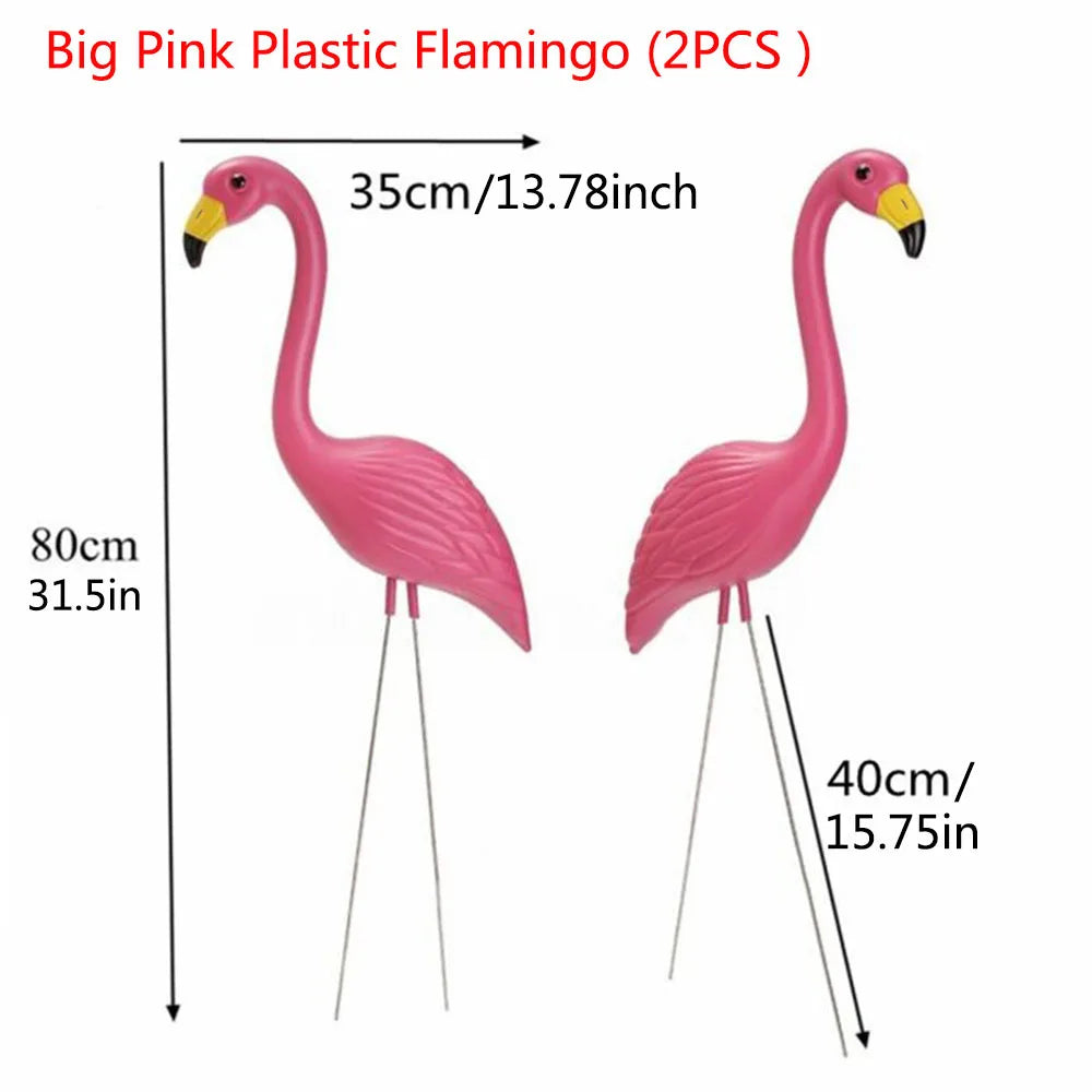 2PCS Pink Flamingos Yard Decorations 29"/23" Tall Plastic Flamingo Statue Metal Stakes Lawn Ornaments Outdoor Garden Decor