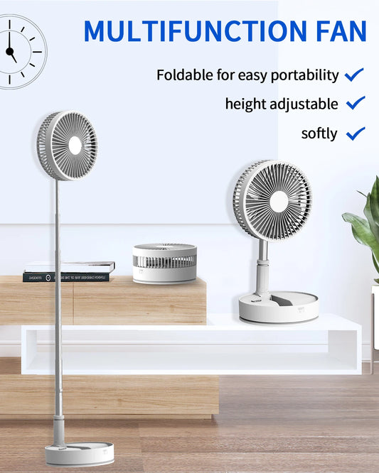 UNITEDTME Oscillating Fan Foldaway with Remote Control, Battery Powered Fan for Camping, 4 Speed, Timer, Portable