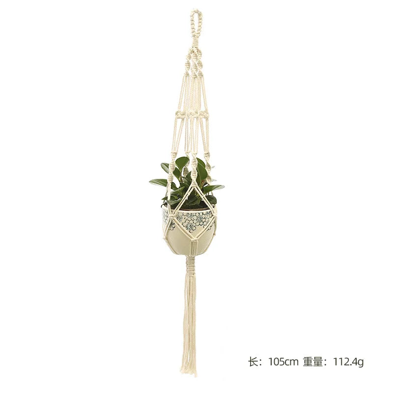 Hanging Plant Handmade Macrame Plant Hanger Flower Pot Planter Hanger Wall Decor Courtyard Garden Hanging Planter Hanging Basket