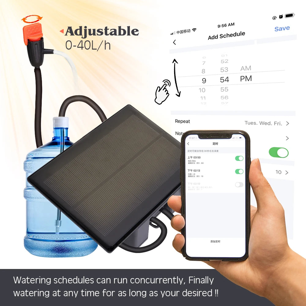 Tuya Wifi-compatibility Solar Power Timer Smart Drip Irrigation System Remote Control Watering Kit for Garden Balcony Plants Pot