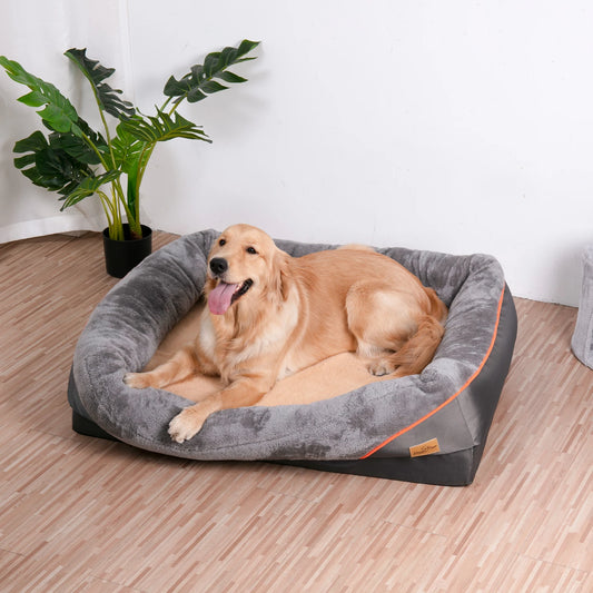 Large Orthopedic Dog Bed with Cotton Bolster
