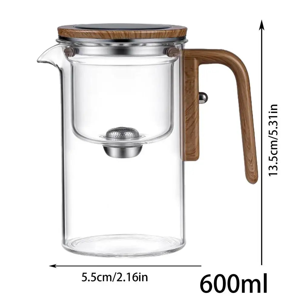 Glass Teapot with Strainer Clear Glass Tea Kettle Kettle Infuser Wooden Handle Witchcraft Teapot Tea Pot Magnetic Filtration
