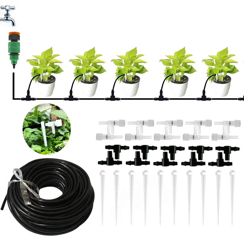 5-20m Garden Drip Irrigation Kit with Regulating valve Potted Plant Watering Device 4/7mm Hose Watering Micro Dripper Greenhouse