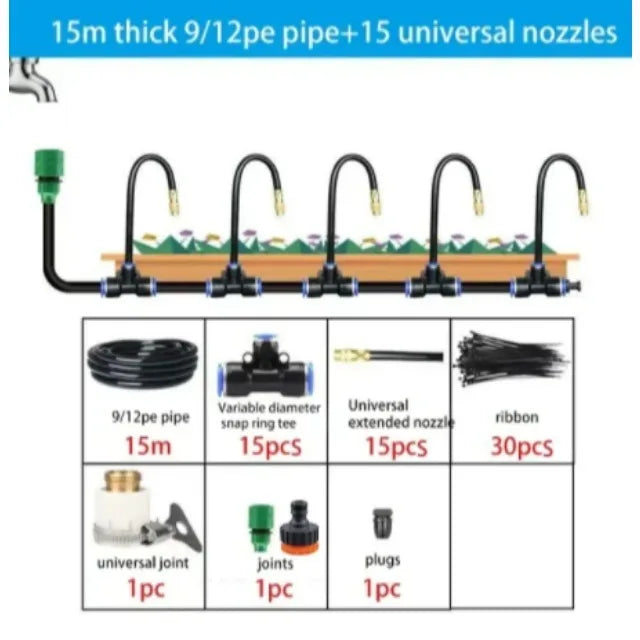 5-20M Universal Automatic Irrigation Sprinkler Kit Rotating Copper Nozzle Garden Balcony Atomization Sprinkler Watering Kits