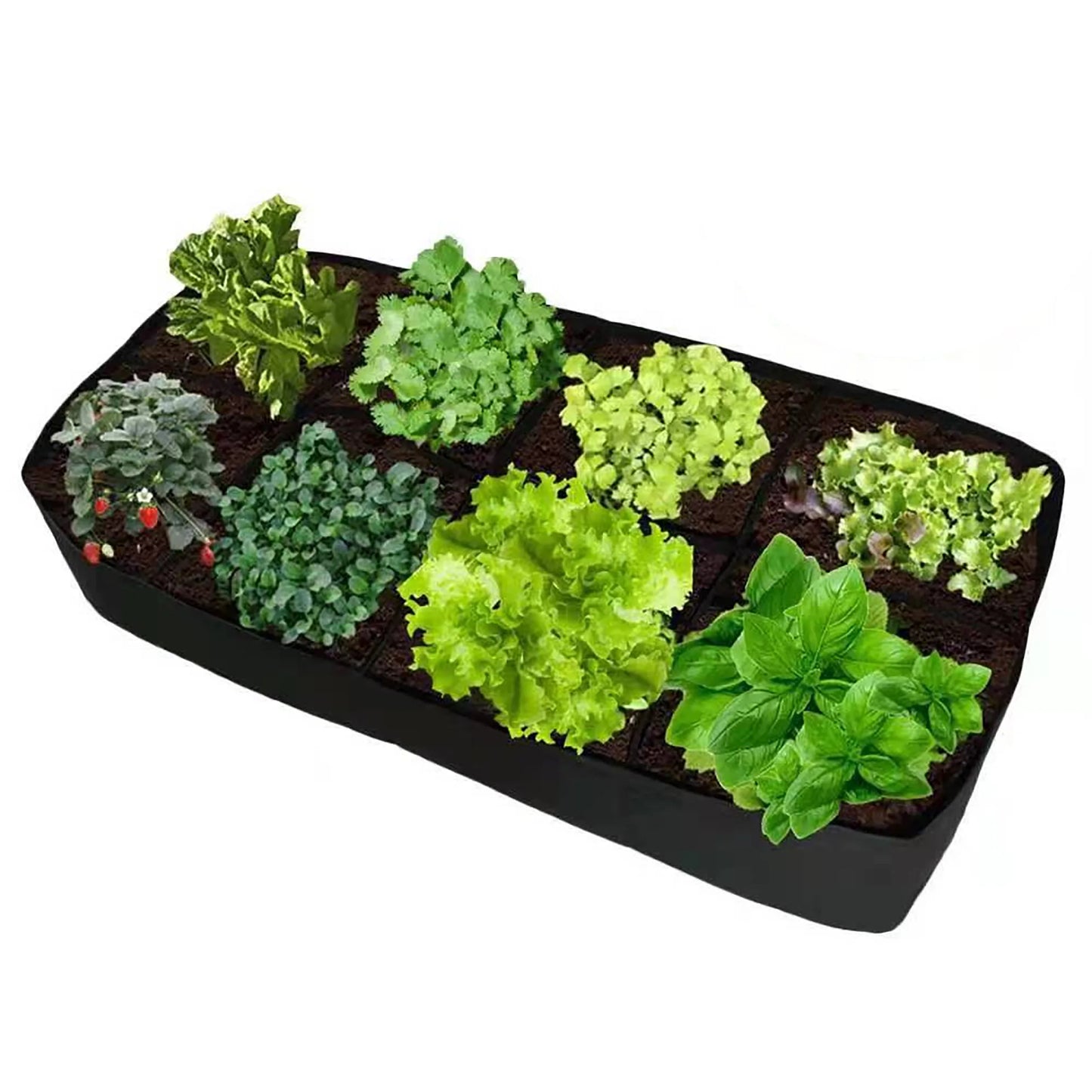 Garden Planting Bag with Multi-Grid Design – Felt Grow Bag for Vegetables, Tomatoes & Potatoes, Rectangular Nursery Pot Containe
