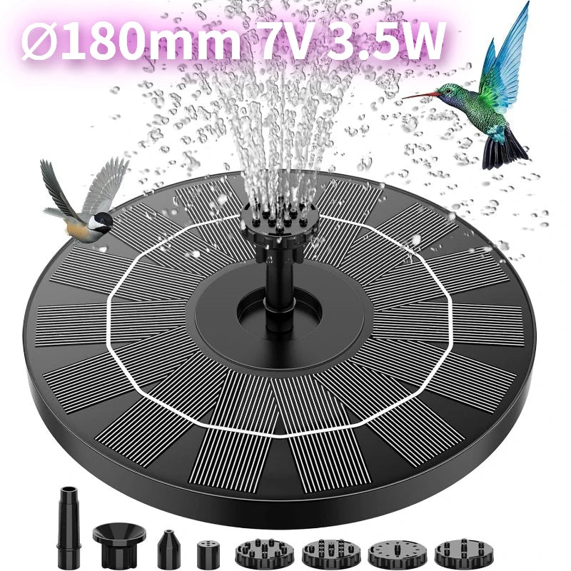 3.5W Solar Fountain Disk Design with 6 Nozzles Fountain Pump for DIY Design Water Splash Powerful Solar Panel Outdoor Decoration