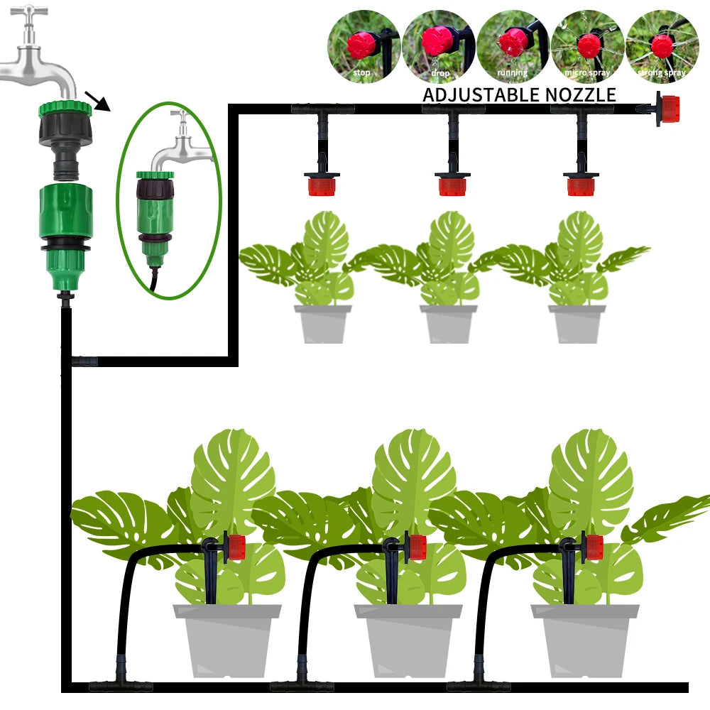 5-20M Drip Irrigation System Plant Watering Set Watering Kits Adjustable Drippers For Irrigation Micro Garden Watering System