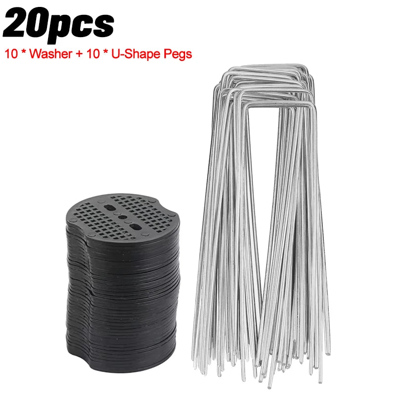 100/10pcs Metal Garden Stakes U-Shape Landscape Staple Ground Nail Fence Film Tents Securing Pegs Sod Pins Gardening Tools