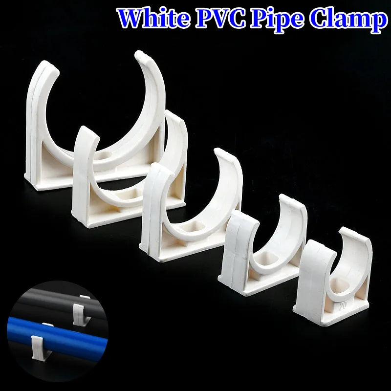 20/25/32/40/50mm White PVC Pipe Clamp UPVC Tube Holder Garden Water Pipe Connector U-shaped Clips Aquarium Fish Tank Accessories