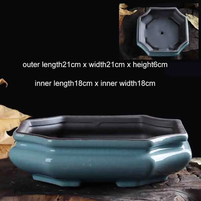 Chinese Purple Sand Ceramic Flowerpot Desktop Large-Diameter Glazed Flowerpot Classical Succulent Landscape Bonsai Flower Pot