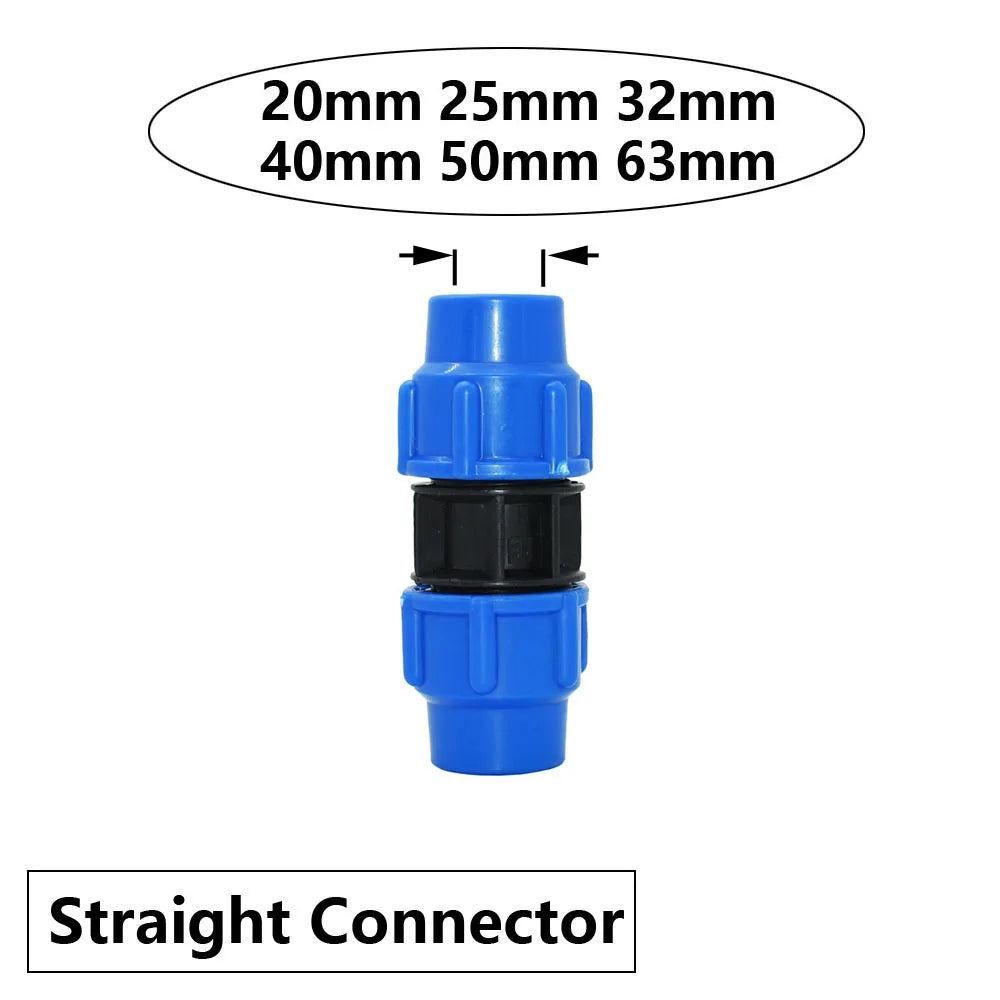 20/25/32/40/50/63mm PE Pipe Quick Connector Valve Tee Elbow Direct End plug Garden Tap Plastic Valve T-type Water Splitter