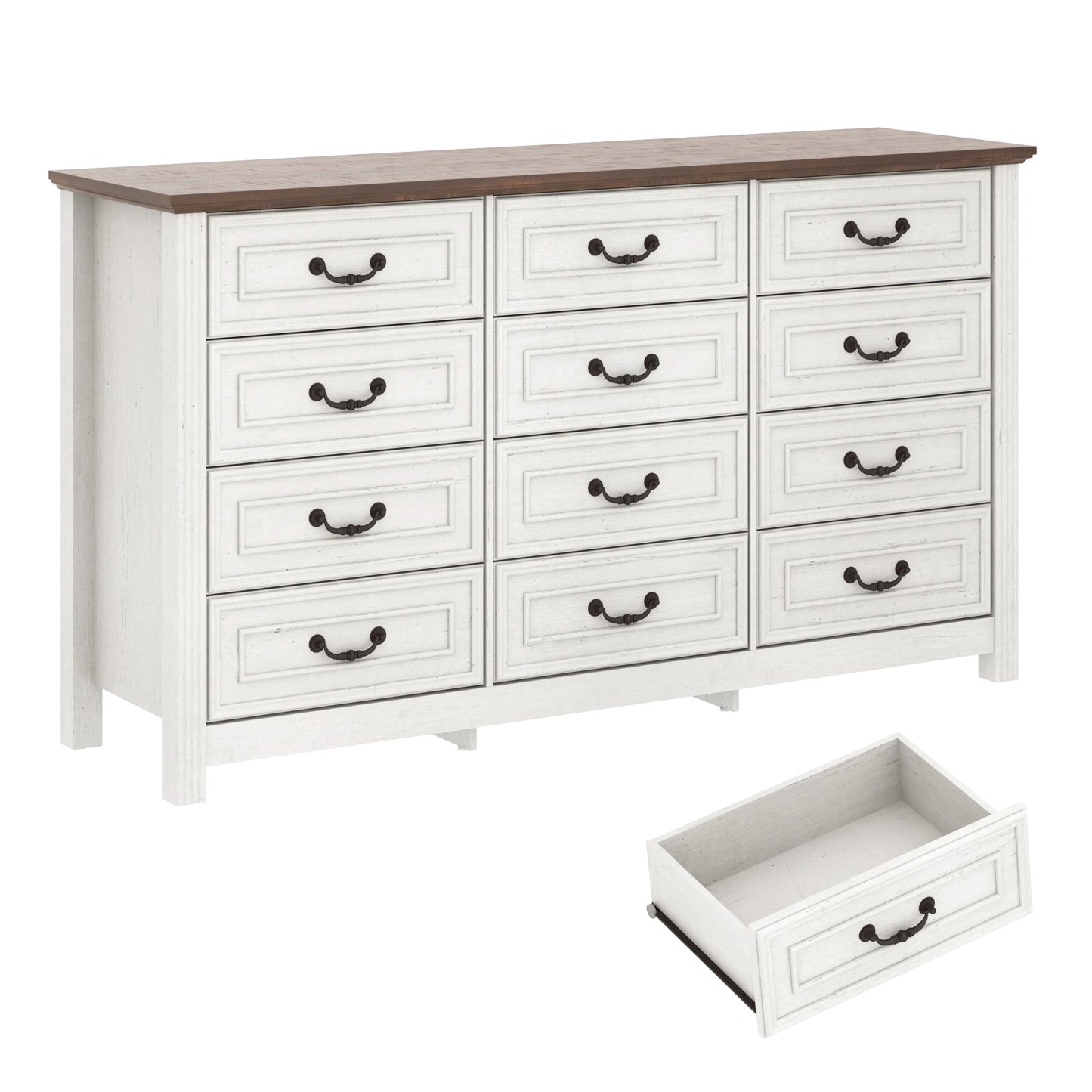 Large Dresser with 12 Drawers for Bedroom, 63'' Long Modern Wood Dresser Chest of Drawers, Storage Cabinet Clothes Organizer