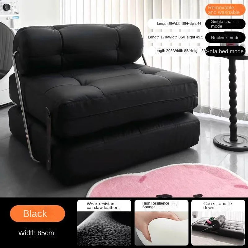 X&D Cream Style Lamb Fleece Leisure Folding Sofa Bed Fold Dual Use Single Small Unit Living Room Balcony Leisure Sofa Lazy Sofa
