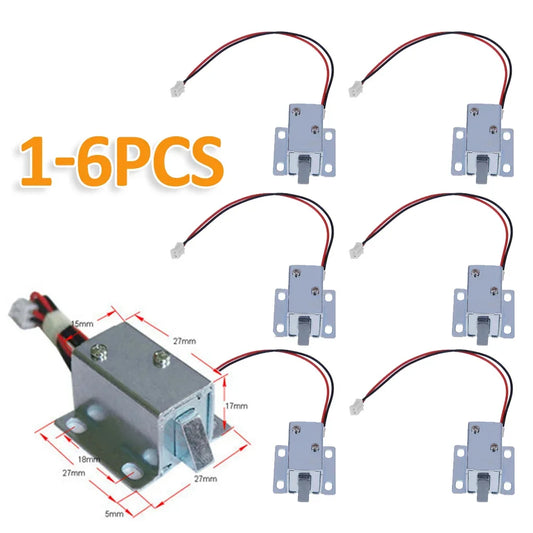 3/4/5/6pcs DC 5V-6V/DC 12V Mini Small Size Solenoid Electromagnetic Electric Control Cabinet Drawer Lock for DIY Project