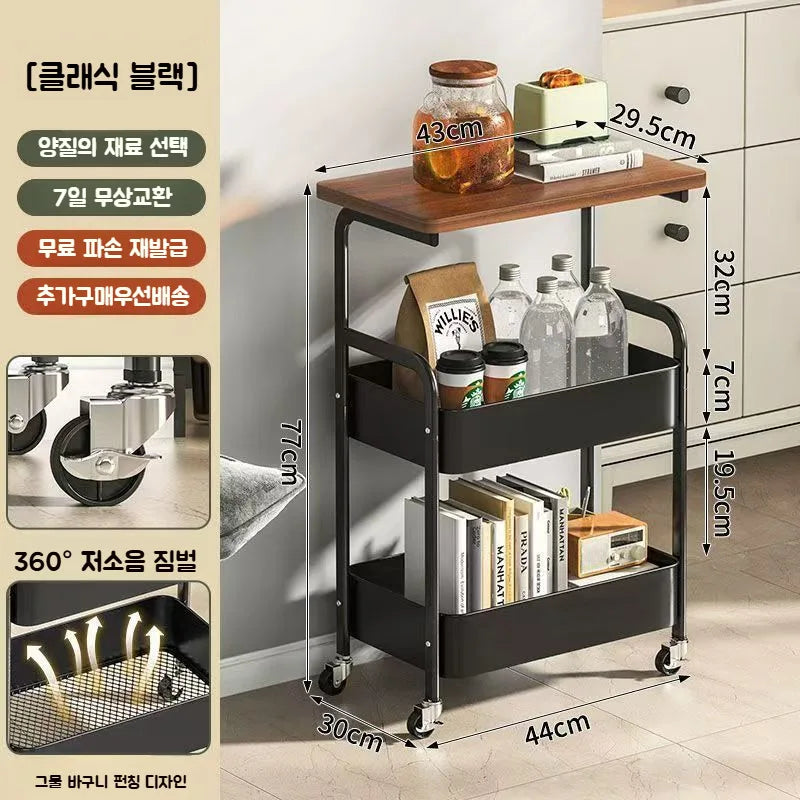 Double Coffee Table Storage with Small Table Movable Living Room Space Saving Modern Style Sturdy Structure Storage Shelf