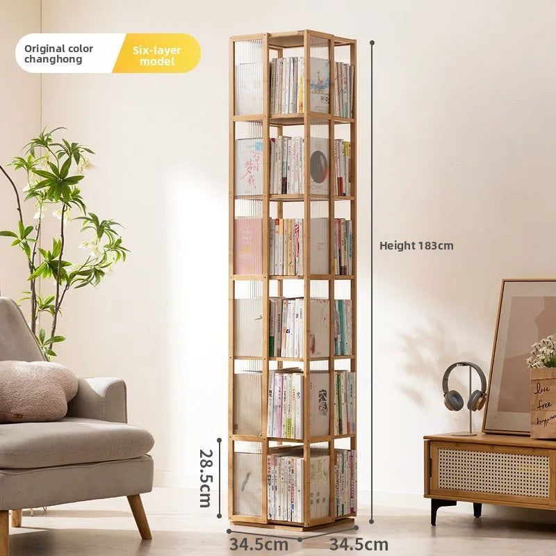 Rotating bookshelf 360 degree floor storage shelf Internet celebrity home simple student bookcase