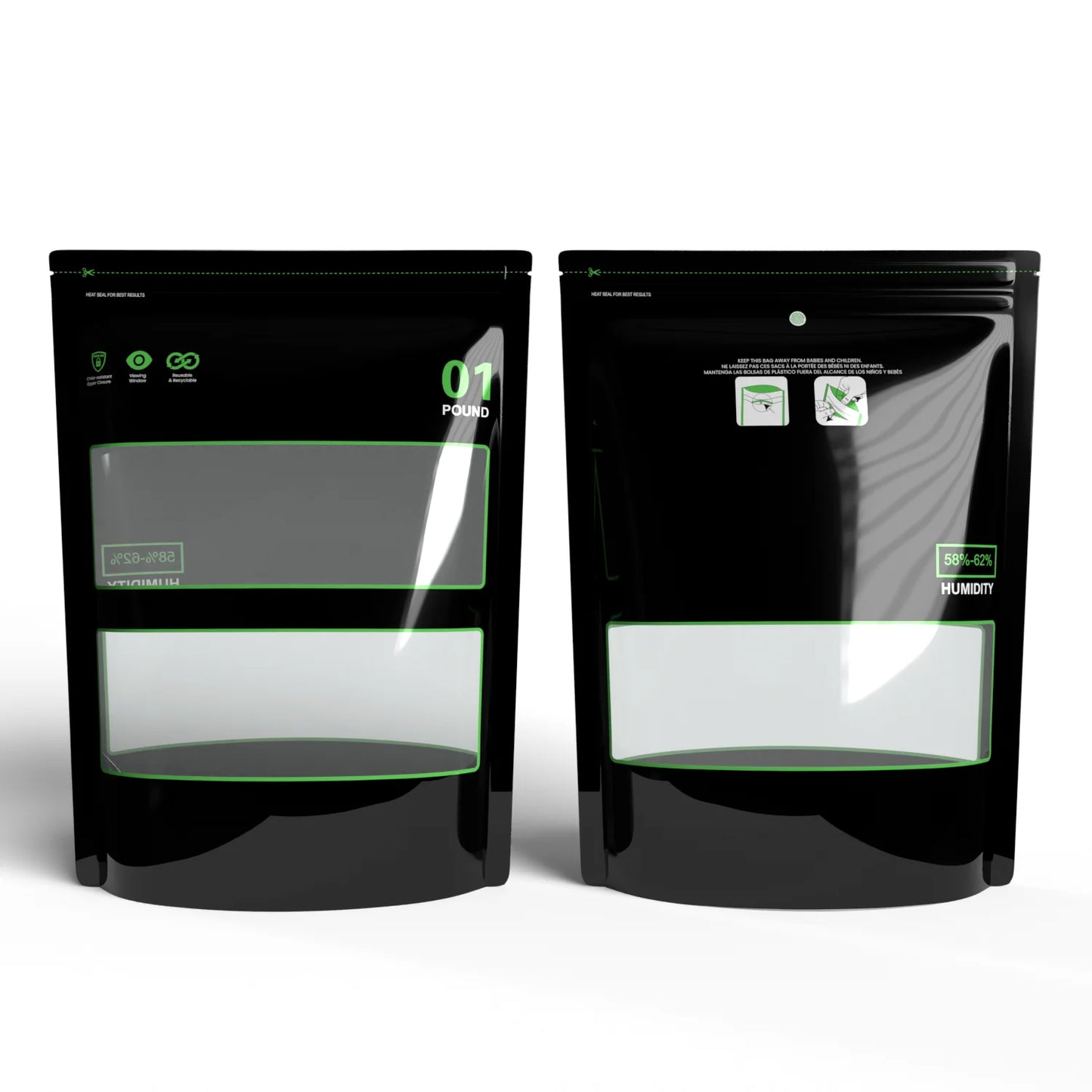 1 Ounce 2oz 4oz 8oz 1Pound, Bags Lock & Seal Storage & Curing Bags Heat Sealable 58%-62% RH Terp Cultivation Pouches Smell proof