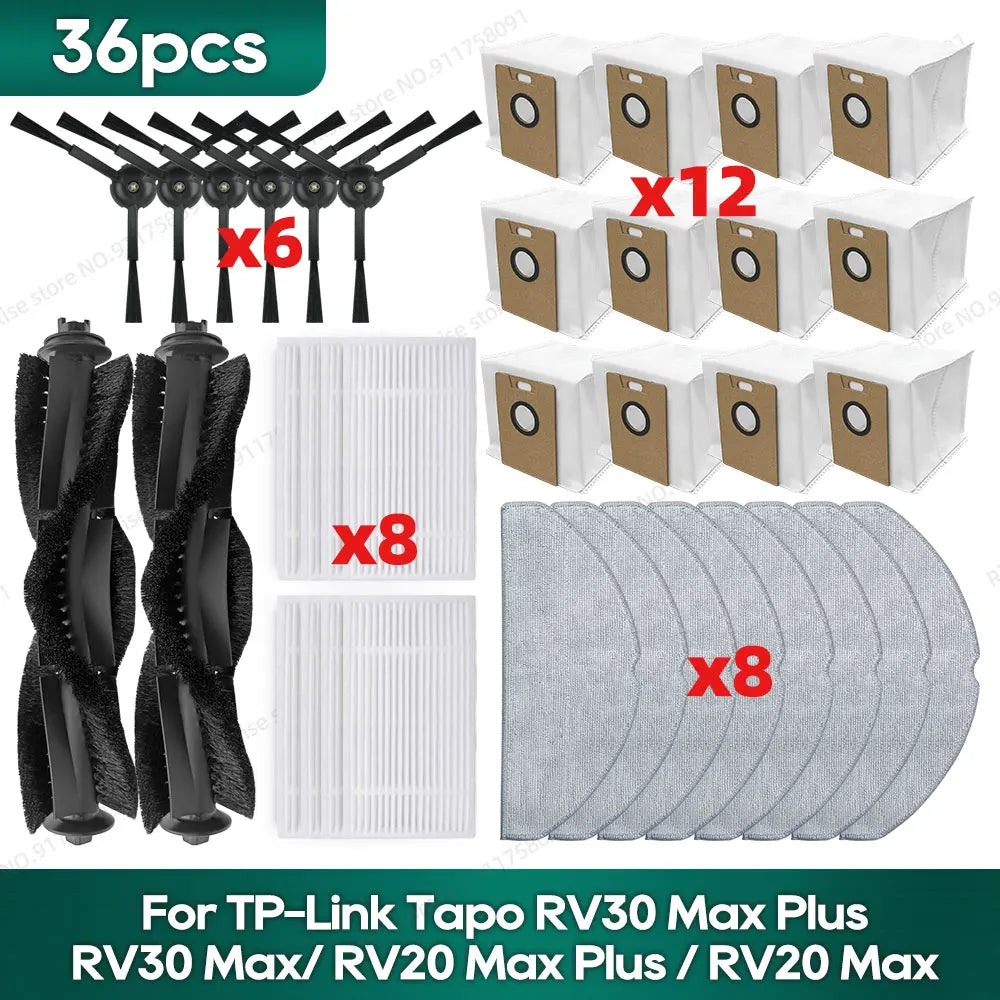 Compatible for TP-Link Tapo RV30 Max Plus/ RV30 Max/ RV20 Max Plus / RV20 Max Accessories Hepa Filter Mop Side Brush Parts