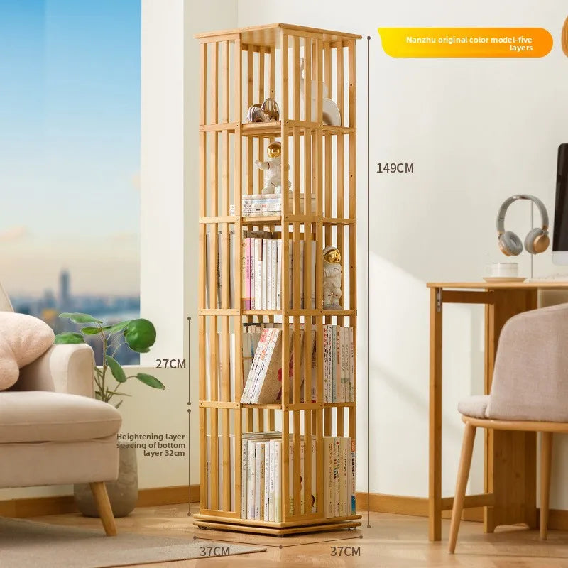 Rotating bookshelf 360 degree floor storage shelf Internet celebrity home simple student bookcase