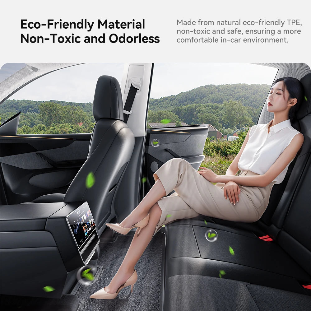 YZ for Tesla Model Y Juniper 2025 Floor Mats with Door Sill Protection Strips All-weather Floor Liner Cargo Mat Trunk Backrest