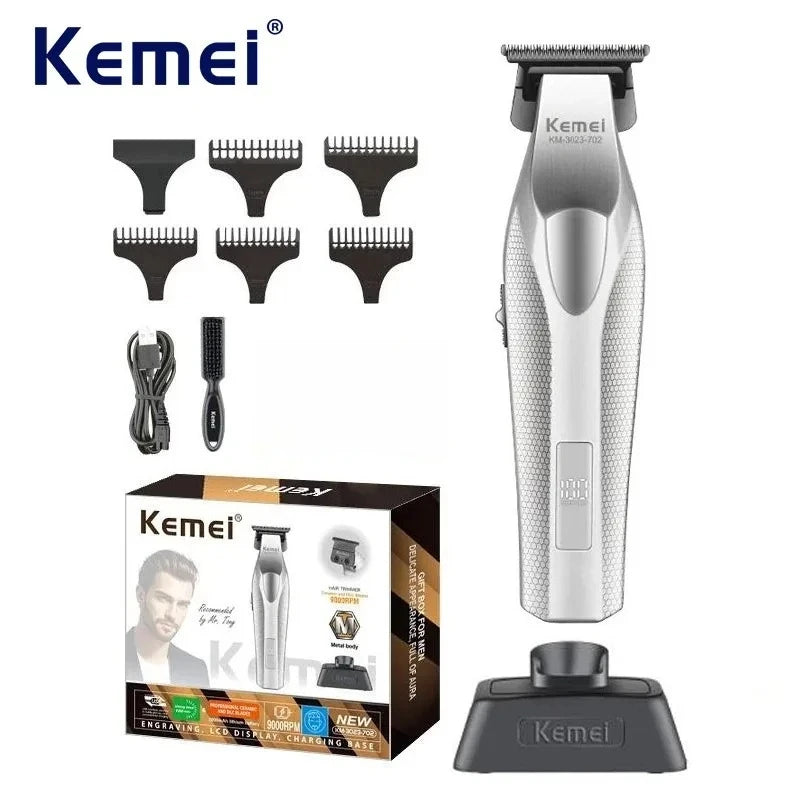 Kemei Barber Professional Hair Clipper and Hair Trimmer Combo Electric Men Zero Gapped Trimmer Fade Finish Hair Cutting Machine