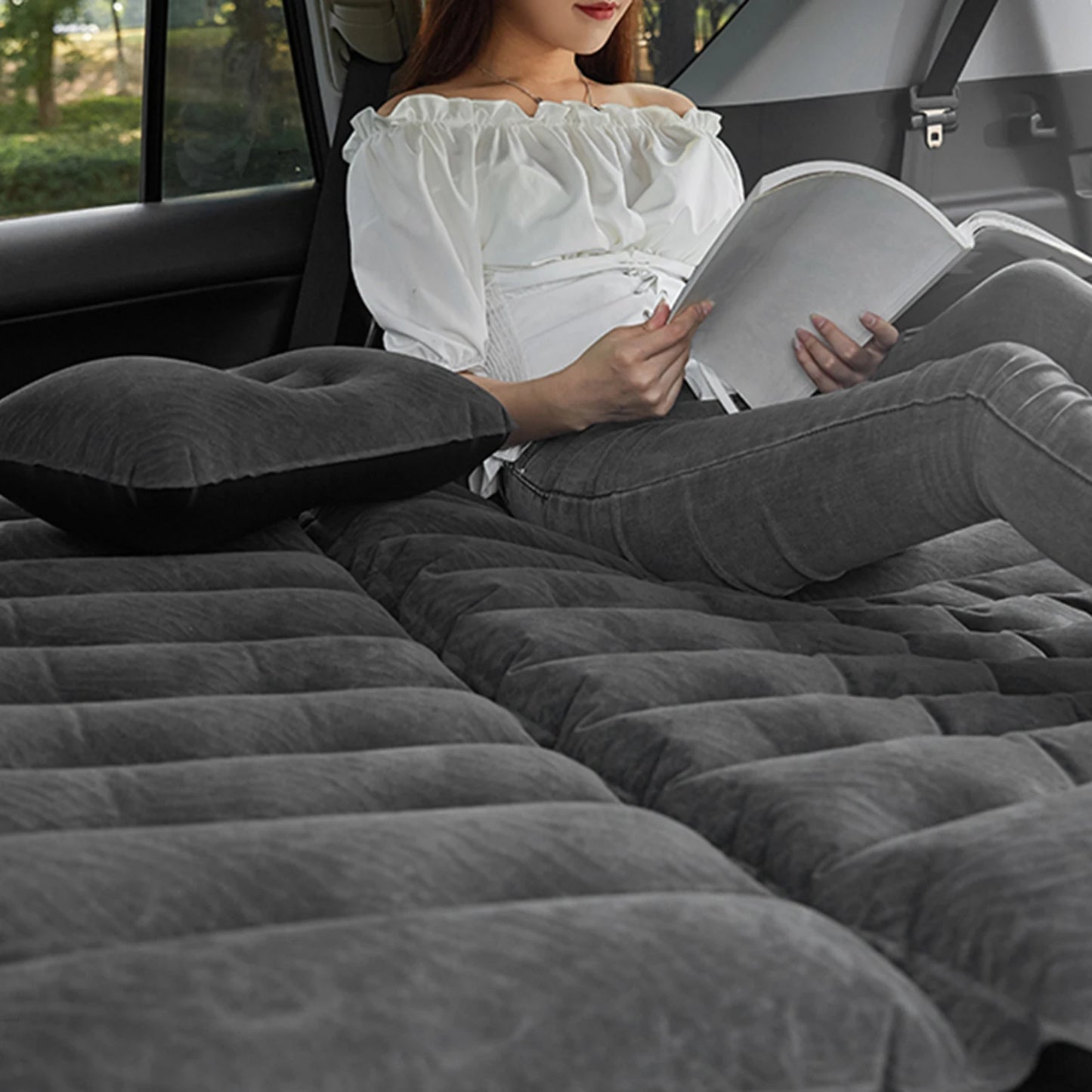 Car Travel Bed 2‑In‑1 Multifunction Inflatable Travel Mattress PVC Flo