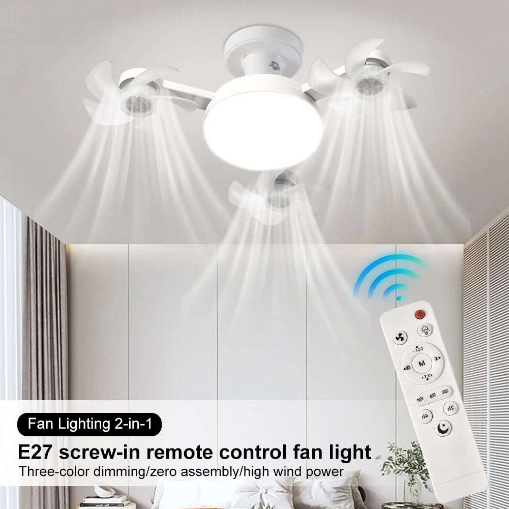 Universal Dimming Drone Fan with LED Light Remote Control Silent Ceiling Drone Fan 3 Gears for Dining Room Bedroom Living Room
