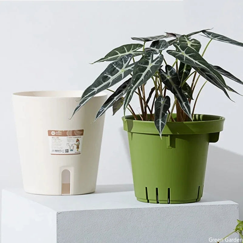 Lazy Hydroponic Flower Pot Water-Absorbing Flowerpot Succulent Plant Pot Plastic Self Watering Planter Living Room Decor Planter