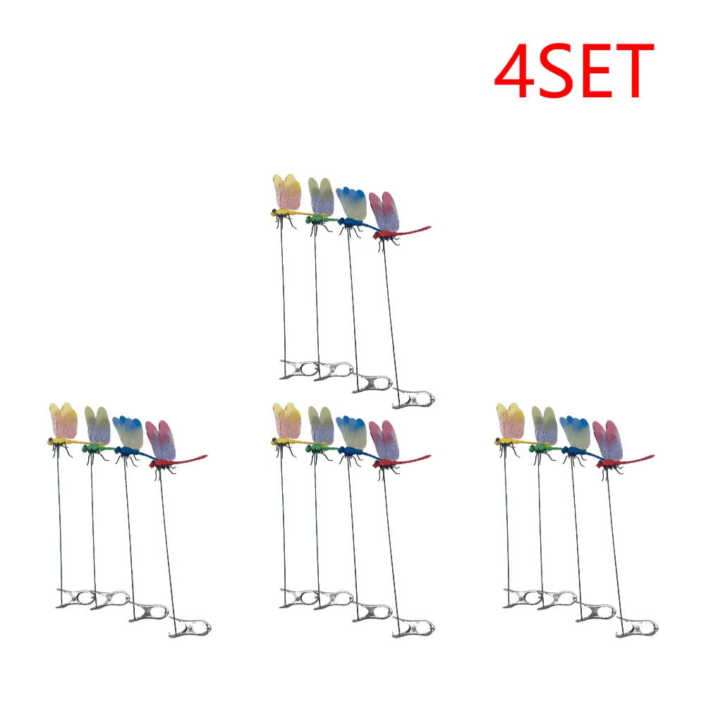 4/8/32Pcs Simulation 3D Dragonfly Clip Lifelike Outdoor Decor Realistic Bug Deterrents Fake Dragonfly Garden Decorative Clip