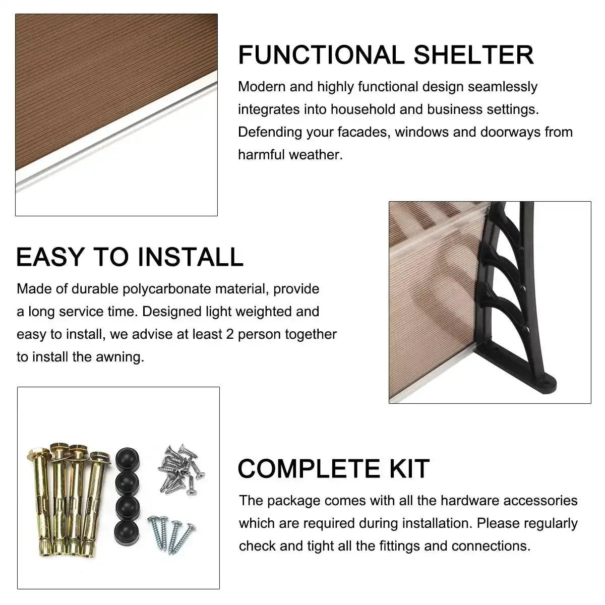 Modern Awning Window Poly Carbonate Cover Front Door Outdoor Patio Gazebos Canopy Sun Shelter Window Eaves Anti UV Rain Cover
