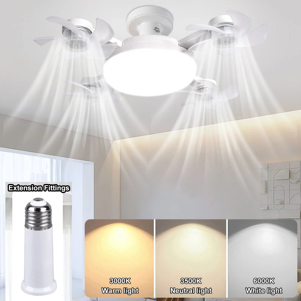 E27 LED Ceiling Fan Light with Remote Control Dimmer Function 50-60W Ceiling Light Drone Shaped Fan Light for Living Room, Study