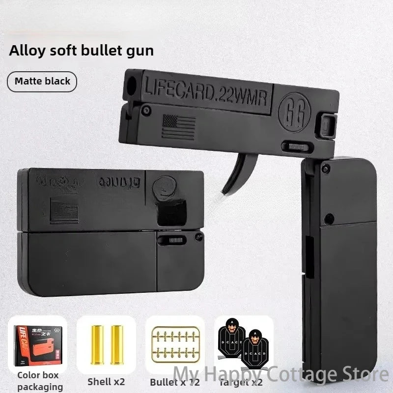 1-3pcs 2.0 Upgraded Lifecard Alloy Folding Gun Toy Soft Bullet Blaster Shooting Model Pistol For Adults Kids Christmas Gifts