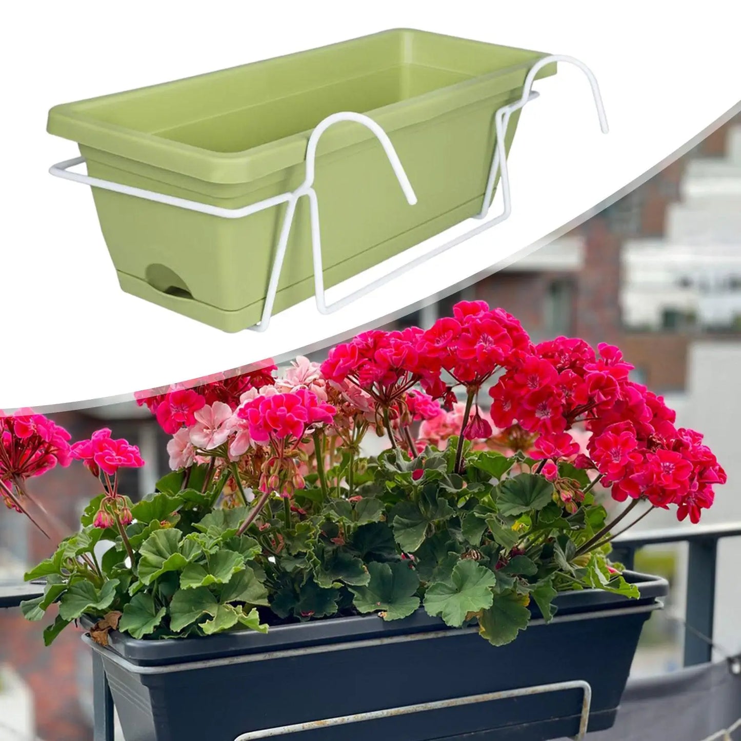 Hanging Flower Pot Garden Plant Holder Box Plant Pot Railing Balcony Planter for Yard Flowerpot Deck Porch Hanger Entrance Decor