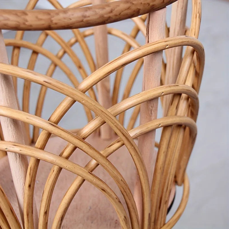 1pcs Indoor Woven Rattan Flower Stand Living Room Openwork Plant Basket Bamboo Woven Hanging Planter for Balcony Home Decor