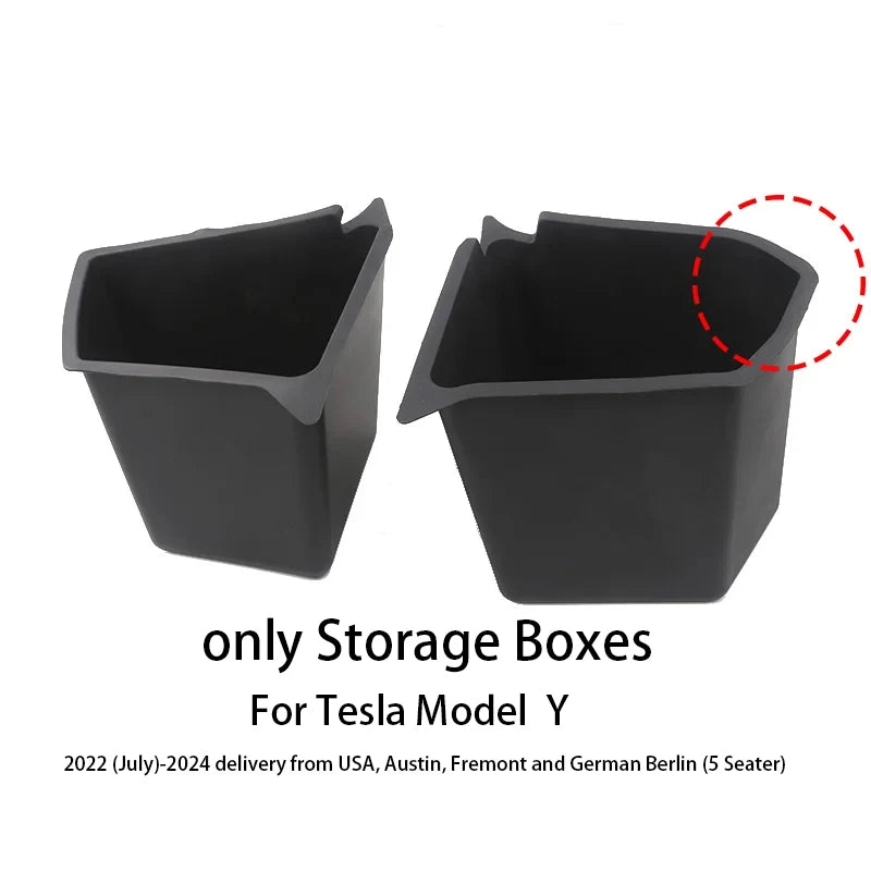 Trunk Side Storage Bins For Tesla Model Y-Berlin/Austin 2022-2024 Cargo Compartment Organizer Bucket TPE Box & Carpet Lids
