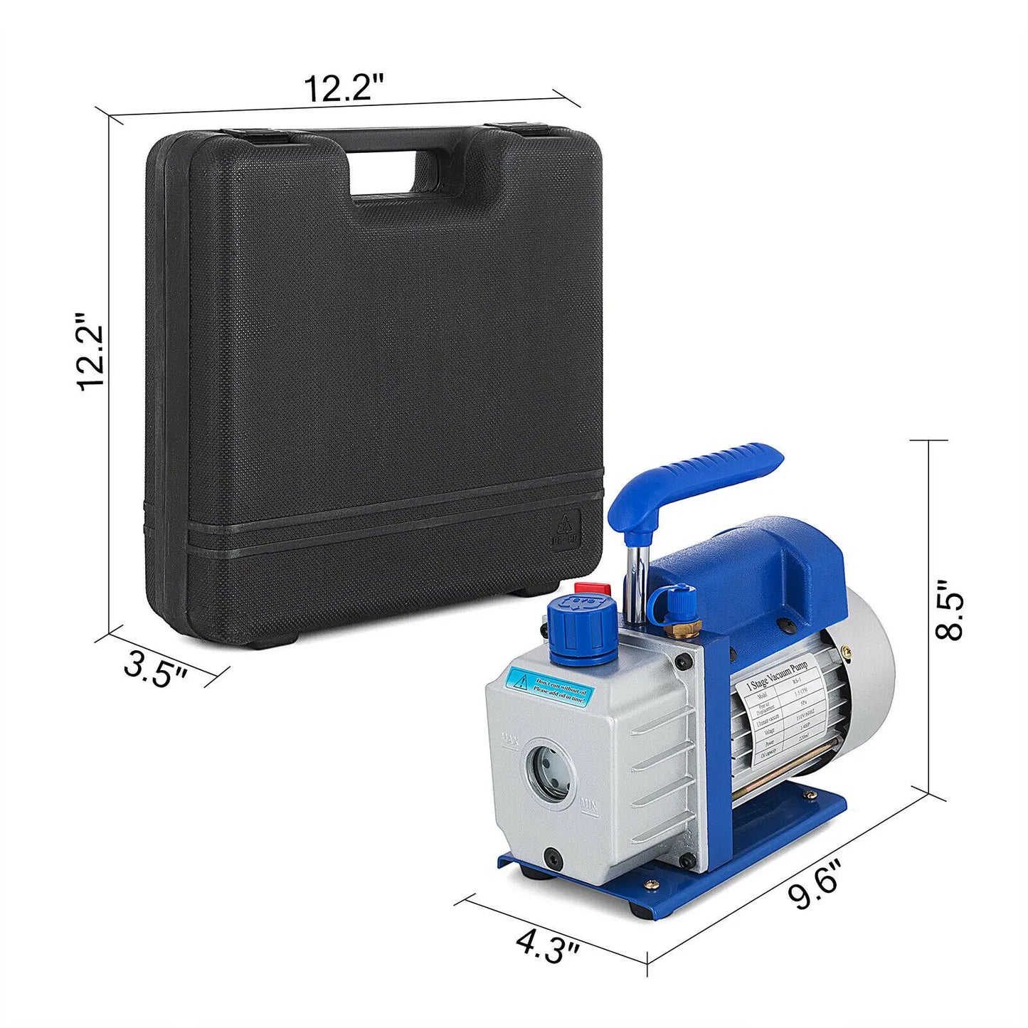 3.5CFM HVAC Air Vacuum Pump & A/C Refrigerant Kit Manifold Gauge Set for Household Air Conditioning Single Stage Rotary Vane