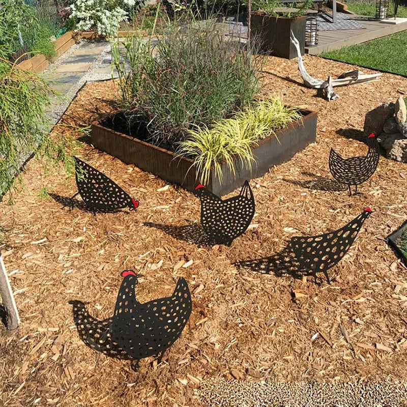 1Pc Yard Chicken Decor Ornaments Chicken Art Garden Decor Outdoor Garden Backyard Pile Acrylic Hen Patio Decoration Supplies