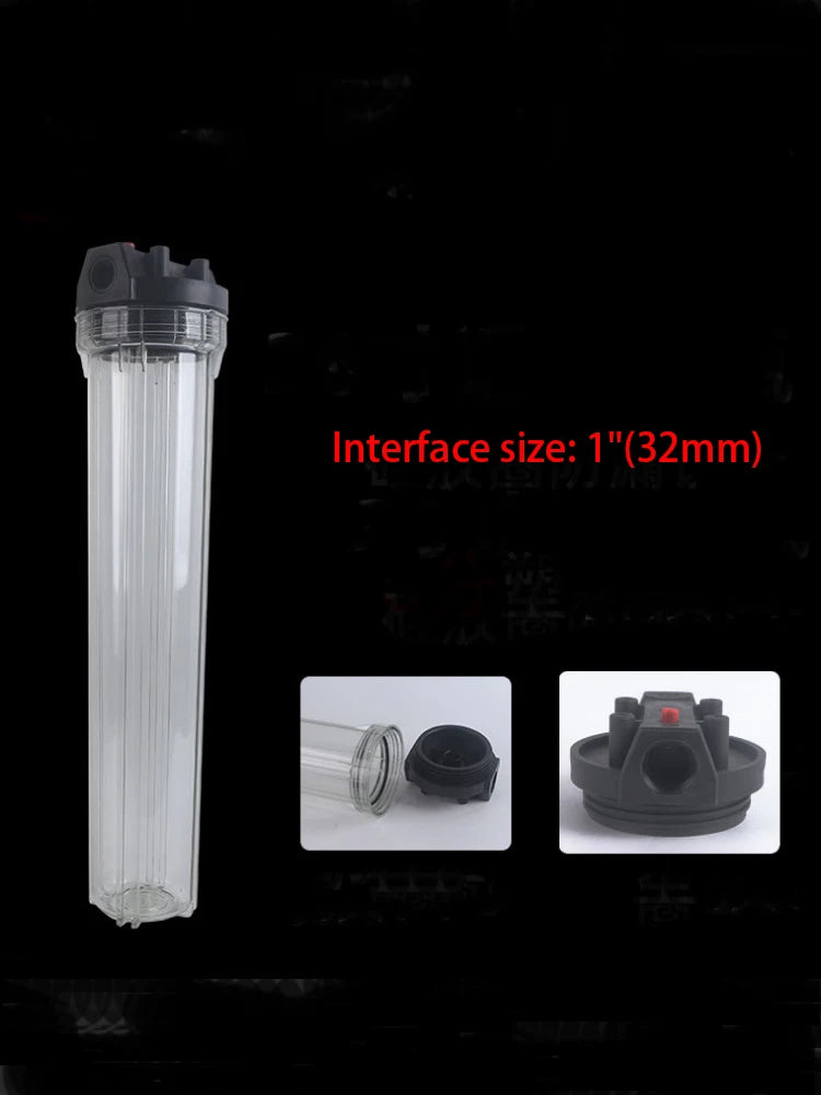 20 inch transparent filter bottle 3/4''1"Plastic mouth 25/32mm rubber ring leakproof Explosion-proof water purifier filter shell