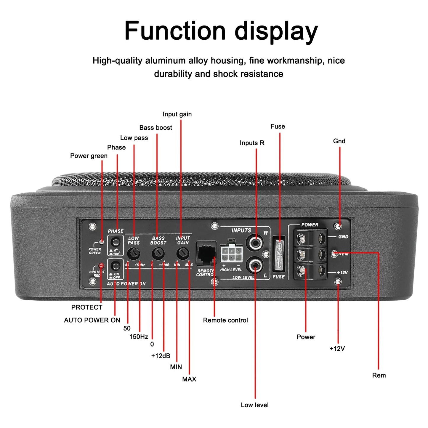 10inch Car Subwoofer 800W Stable Performance Aluminum Alloy Housing Subwoofer for 12V Car Truck Marine Boat