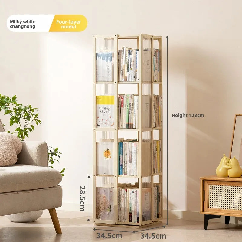 Rotating bookshelf 360 degree floor storage shelf Internet celebrity home simple student bookcase