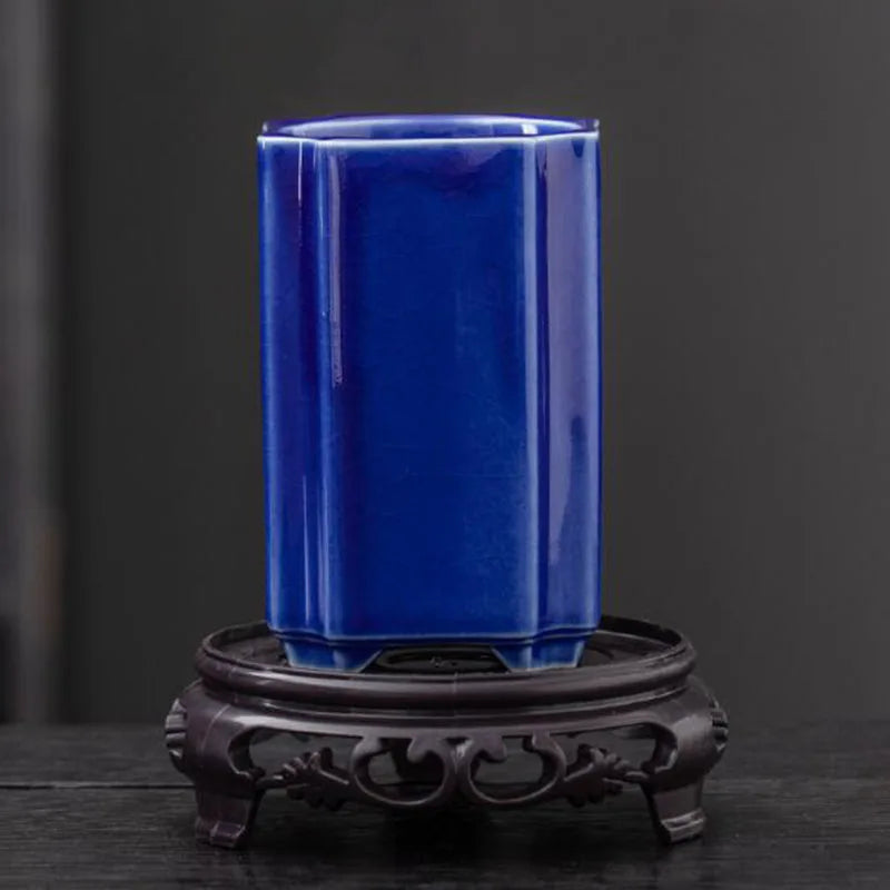 Porcelain Square Celadon Glazed Orchid Flowerpot Bonsai Vase Plant Pot Crafts Art Ornaments Home Garden Decor