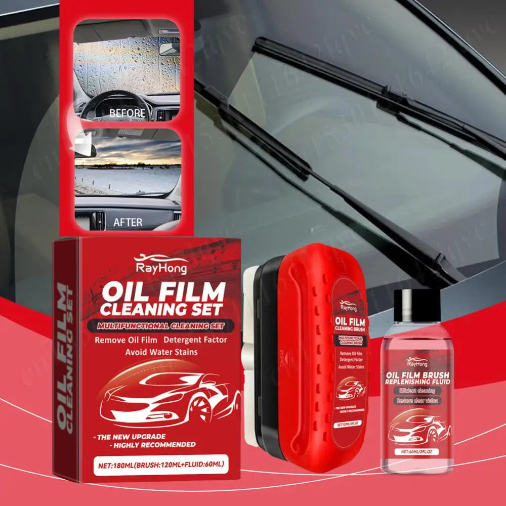 Car Oil Film Cleaning For Car Window Front Rear Windshield Glass Remover Dirt Cleaner Car Glass Cleaning Brush Prevents Rain Fog