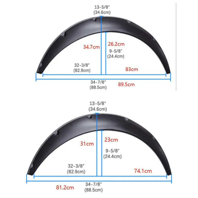 Universal Car Truck Wheel Fender Flares Cover Wide Body Kit Wheel Arches Black