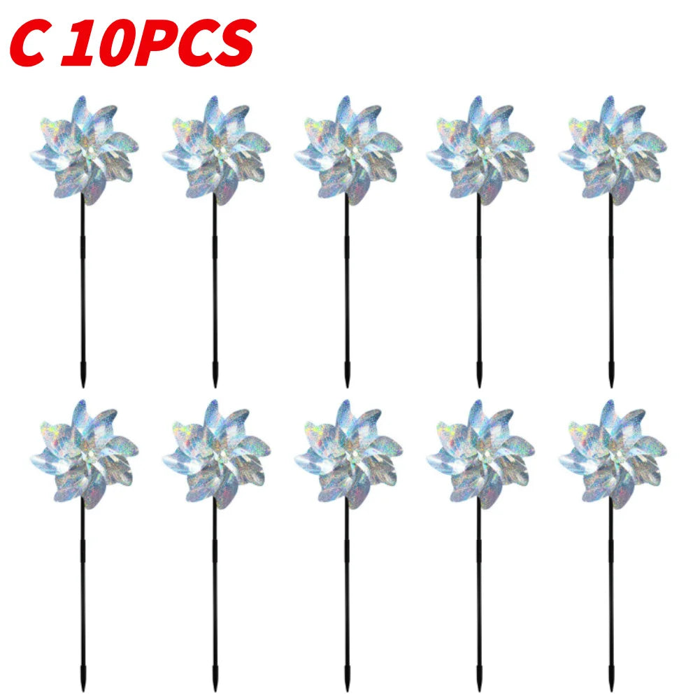5/10PCS Bird Repeller Reflective Windmill Pinwheel Bird-Scaring Windmill Spinner for Garden Lawn Yard Decor and Keep Birds Away