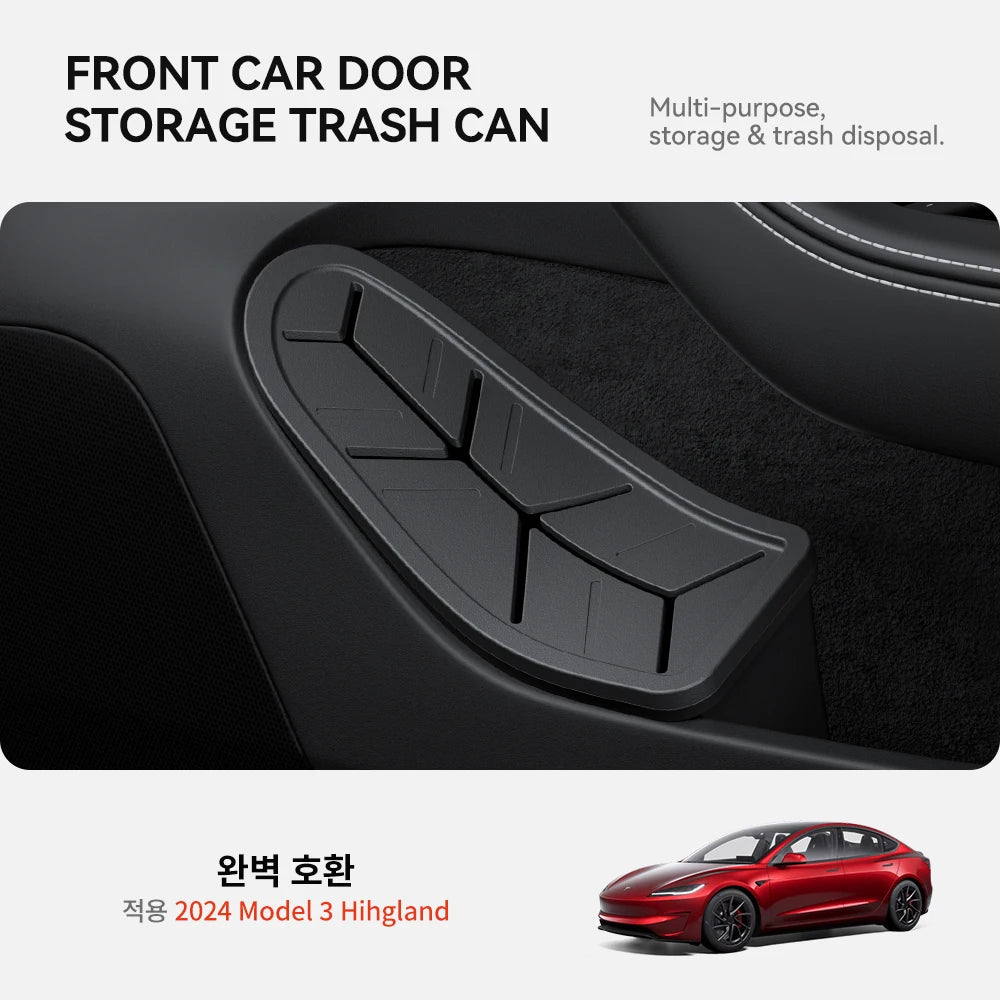 YZ For Tesla Model 3 Y Highland Juniper Side Door Trash Can Garbage Can Trash Bin with Cover, Storage Box Organizer Accessories