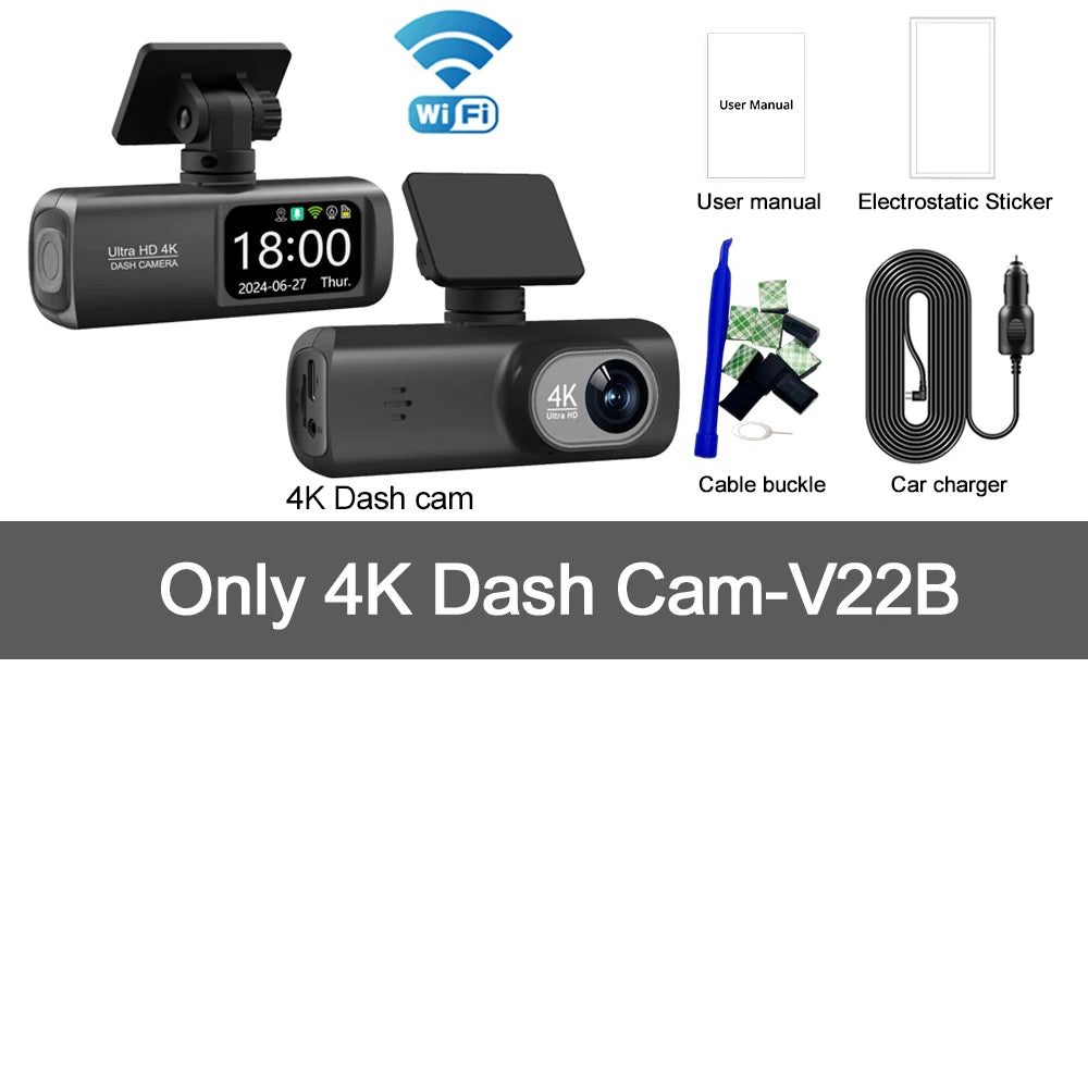 UHD 4K Dash Cam Dual Lens Driving Recorder Car DVR 1080P Rear Lens Cam
