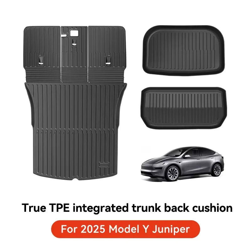 YZ for Tesla Model Y Juniper 2025 Floor Mats with Door Sill Protection Strips All-weather Floor Liner Cargo Mat Trunk Backrest