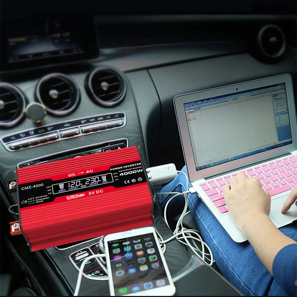 4000W Car Power Inverter - 12V to 110V/220V Modified Sine Wave